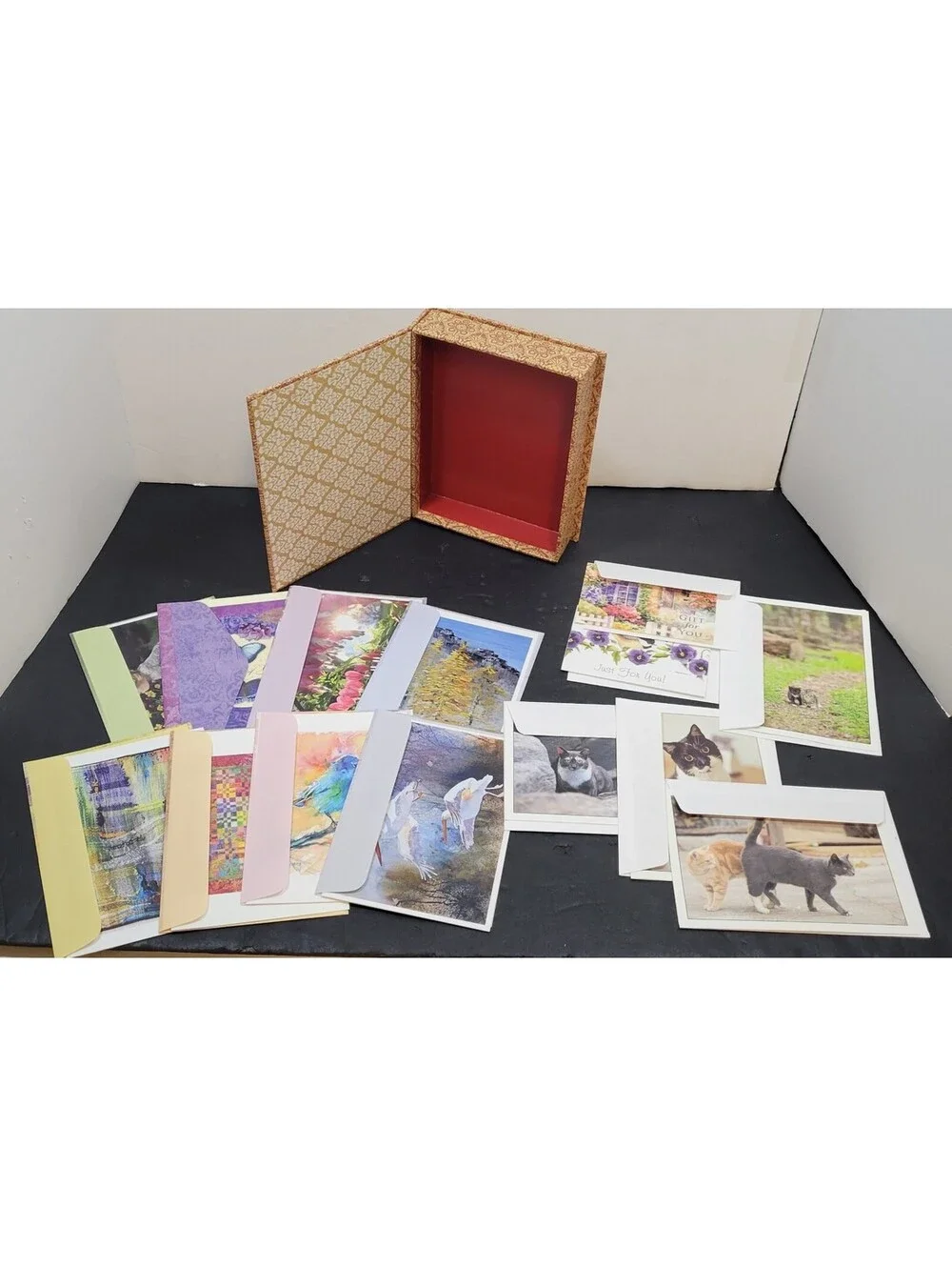 Assorted Stationery, Greeting Cards, Keepsake Boxes, Caspari Large Floral Cards